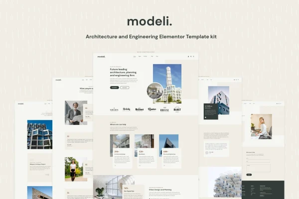 Modeli architecture and engineering Elementor template kit preview
