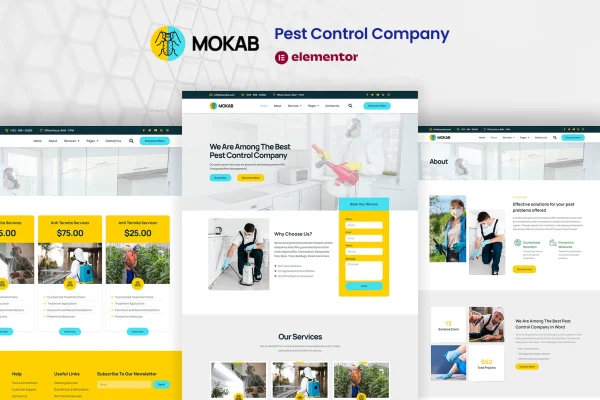 Mokab pest control services Elementor template kit preview
