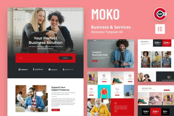 Moko business and services Elementor template kit preview