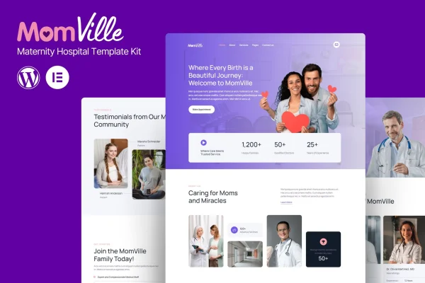MomVille maternity hospital Elementor template kit preview