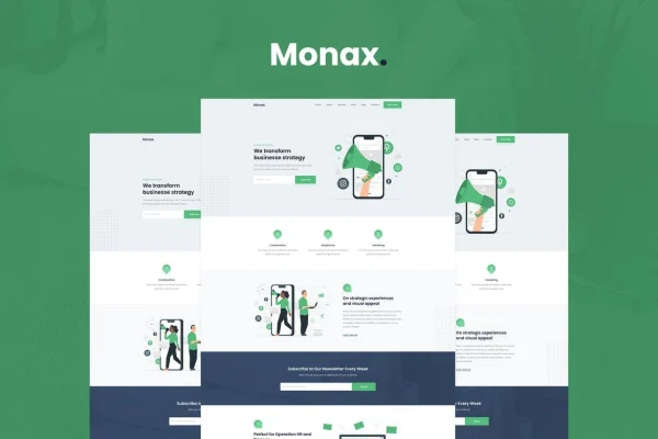 Monax SaaS and startup Elementor template kit preview