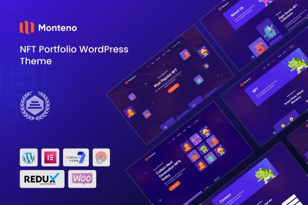 Monteno NFT portfolio WordPress theme preview