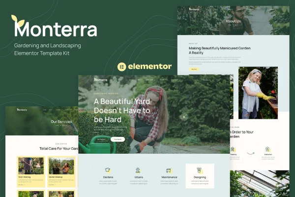 Monterra gardening and landscaping Elementor template kit preview