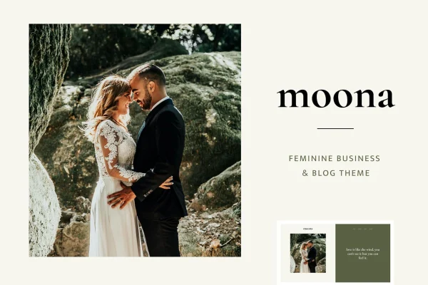 Moona feminine business and blog Elementor template kit preview