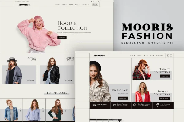 Mooris WooCommerce fashion Elementor template kit preview
