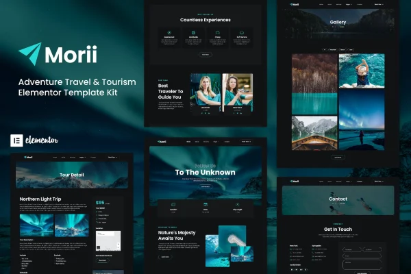 Morii adventure travel and tourism Elementor template kit preview