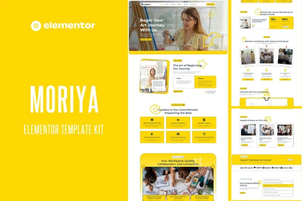 Moriya art community Elementor template kit preview