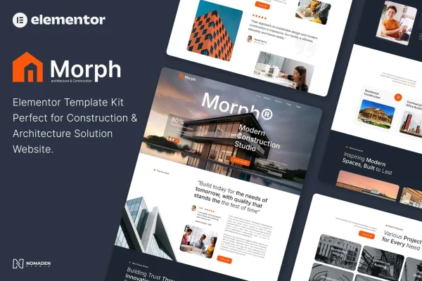 Morph construction and architecture Elementor template kit preview