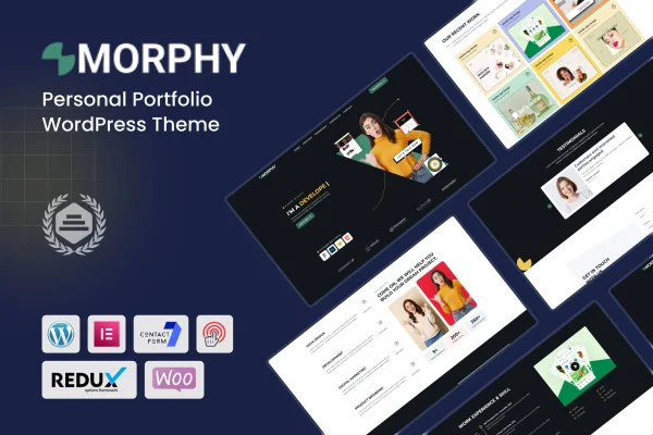 Morphy personal portfolio WordPress theme preview