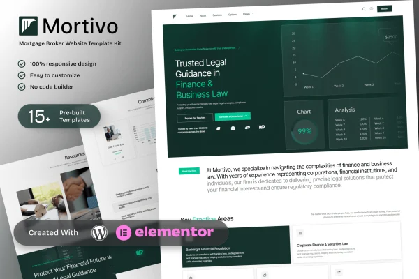 Mortivo mortgage broker Elementor template kit preview
