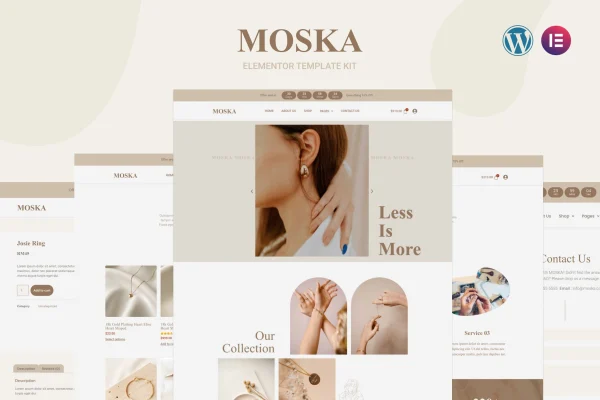 Moska fashion jewelry store Elementor template kit preview