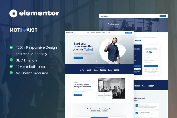 Motivakit life coach and motivator Elementor template kit preview