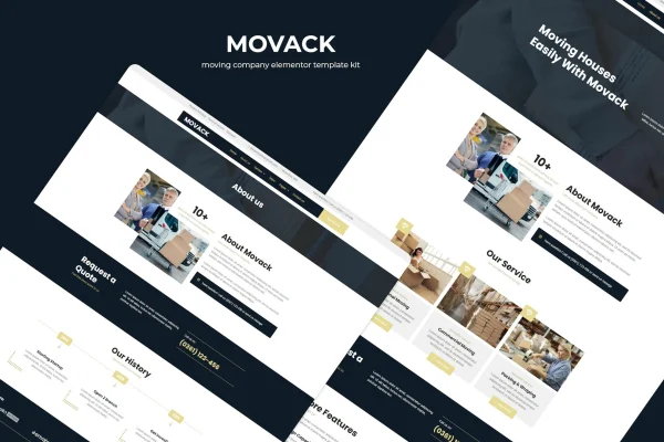 Movack moving company Elementor template kit cover image