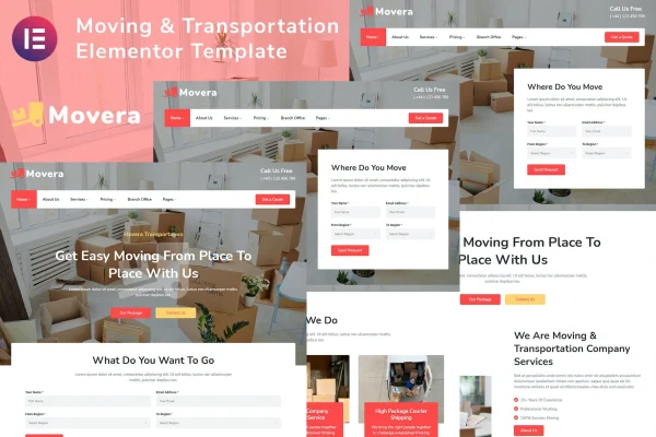 Movera moving company Elementor template kit preview