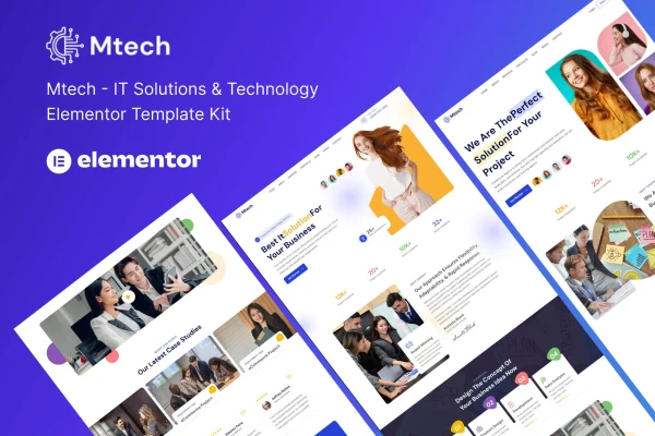 Mtech IT solutions and technology Elementor template kit preview