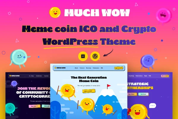 MuchWow memecoin ICO and crypto WordPress theme preview