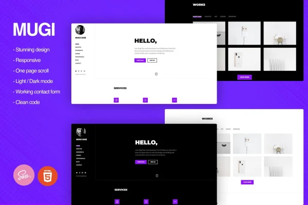 Mugi personal portfolio and resume WordPress theme preview
