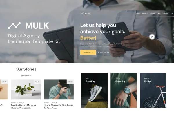 Mulk digital agency Elementor template kit cover image