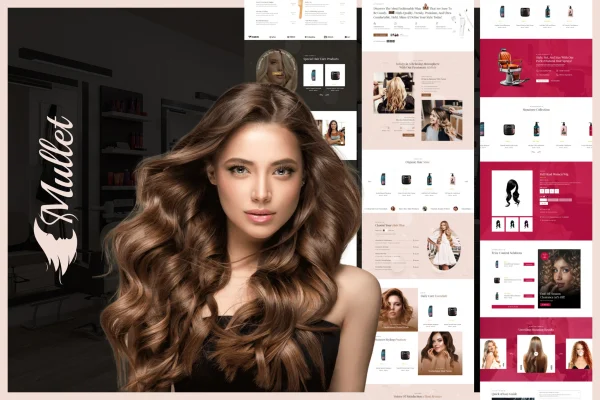 Mullet hair and beauty salon WordPress theme preview
