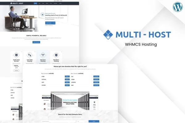 Multi Host WHMCS hosting WordPress theme preview