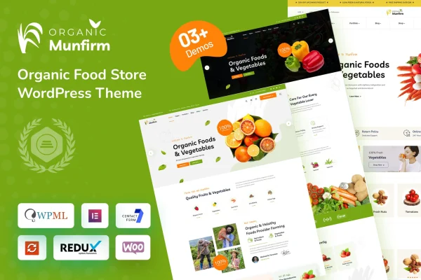 Munfirm organic food store WordPress theme preview