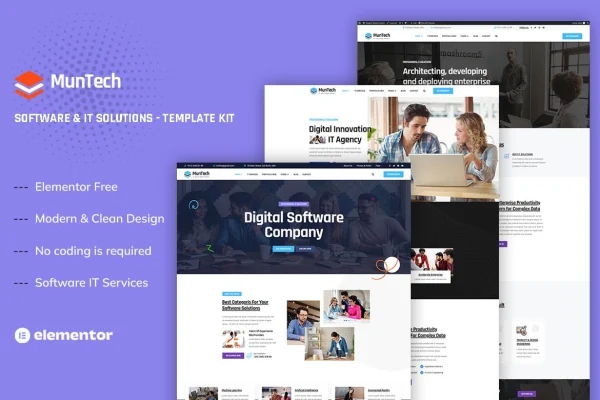Muntech software and IT solutions Elementor template kit preview