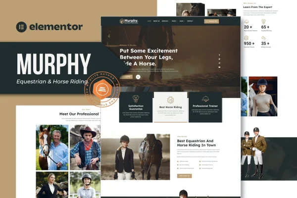 Murphy equestrian and horse riding Elementor template kit preview