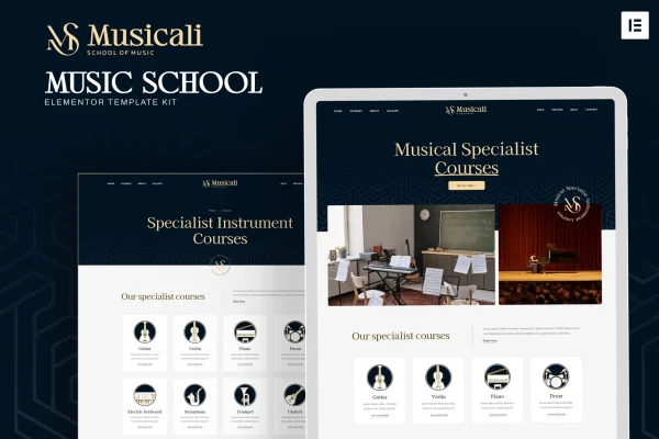 Musicali music school Elementor template kit preview