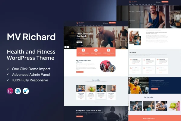 MV Richard health and fitness WordPress theme preview