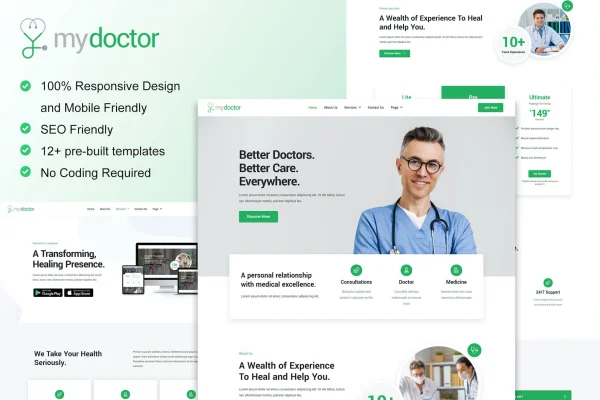 MyDoctor doctor on demand Elementor template kit preview