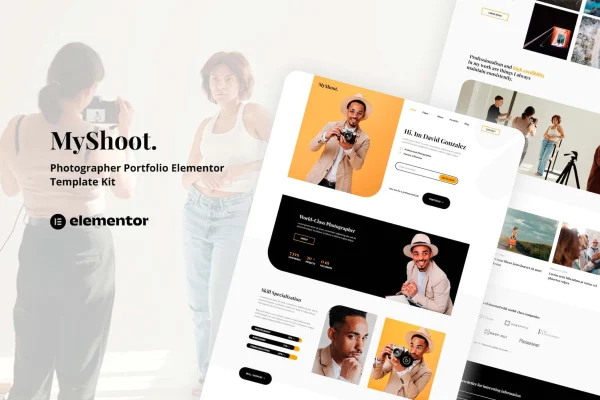 MyShoot photographer portfolio Elementor template kit preview