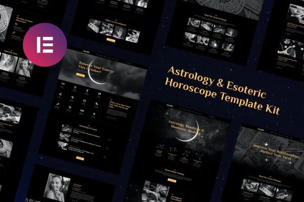 Mystik astrology and esoteric horoscope Elementor template kit preview