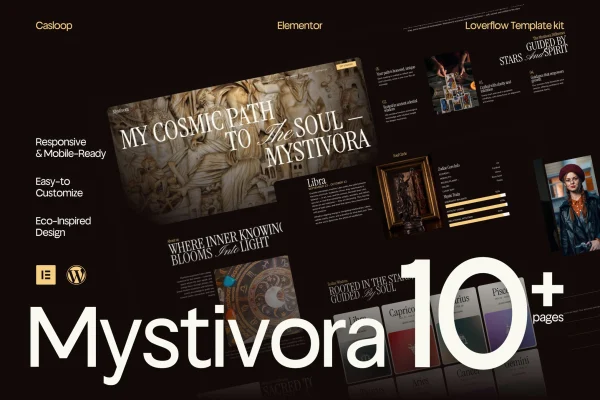 Mystivora astrology and horoscope Elementor template kit preview