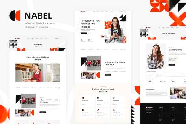 Nabel influencer marketing agency Elementor template kit preview
