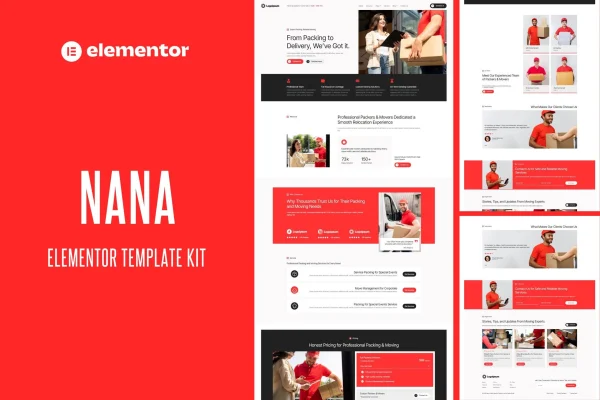 Nana packers and movers Elementor template kit preview