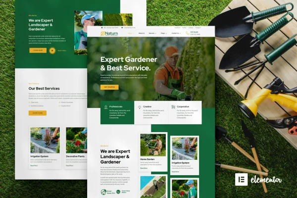 Naturn landscape and gardening Elementor template kit preview