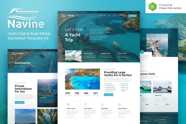 Navine yacht club and boat rental Elementor template kit preview