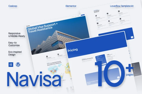Navisa visa agency Elementor template kit preview