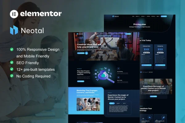 Neotal digital marketing agency Elementor template kit preview