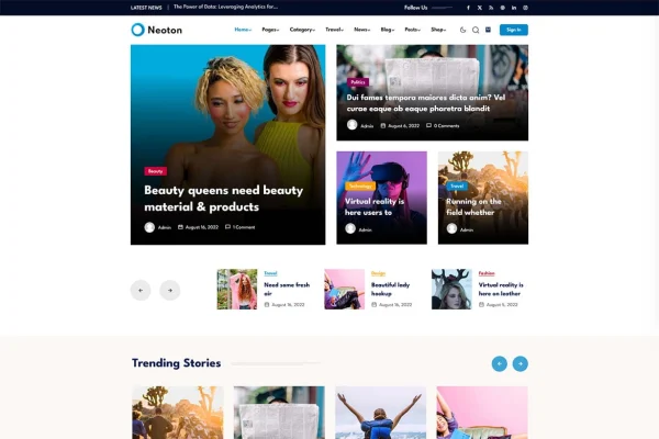 Neoton news magazine WordPress theme preview