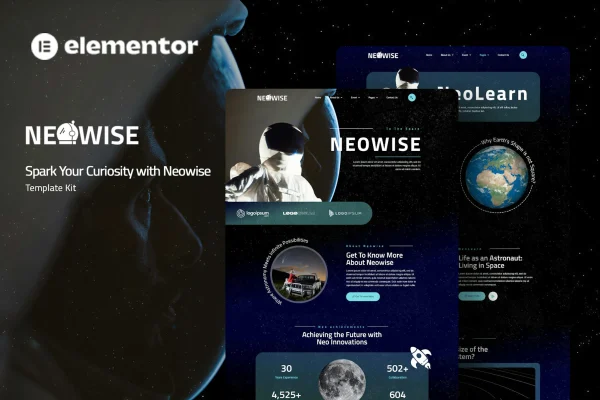 Neowise astronomy Elementor template kit cover image