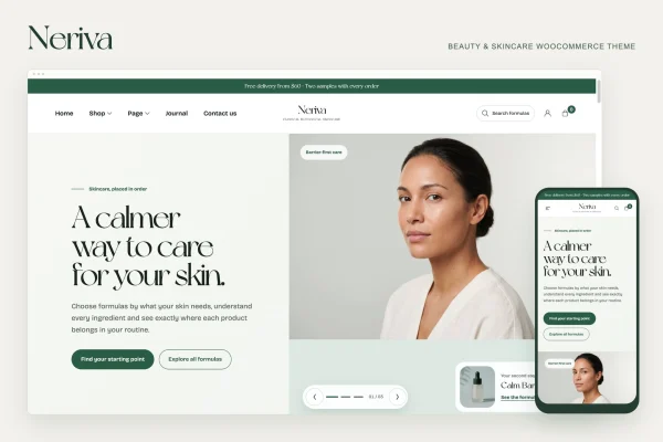 Neriva beauty and skincare WooCommerce theme preview