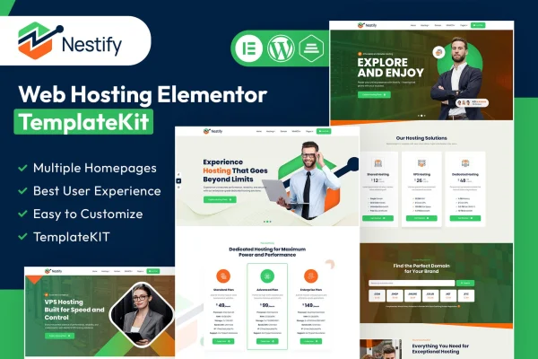 Nestify web hosting Elementor template kit preview