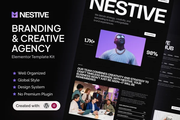 Nestive branding and creative agency Elementor template kit preview