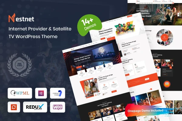 Nestnet WordPress theme preview for internet provider and satellite TV websites
