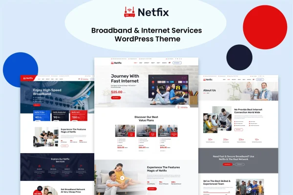 Netfix Theme banner for a broadband and internet services WordPress website