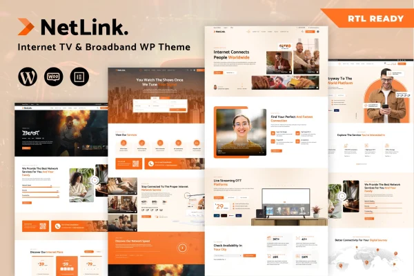 Netlink broadband TV and internet provider WordPress theme preview