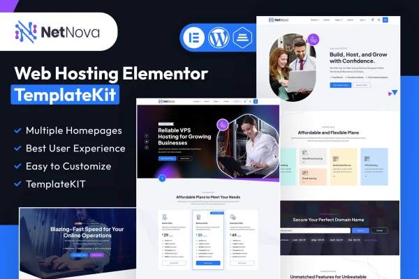 NetNova web hosting Elementor template kit preview