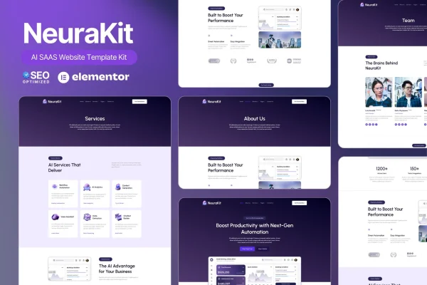 NeuraKit AI SaaS Elementor template kit preview