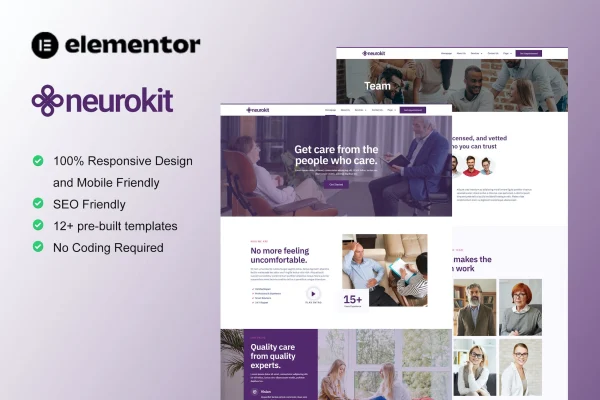 Neurokit mental health and therapy Elementor template kit preview